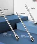 Set of Beefy Three Piece Breaker Bar Set With Fifteen And Eighteen Inch Dual Drive One Half Inch And Three Eighth Inch Bars Plus A Ten Inch Short Bar