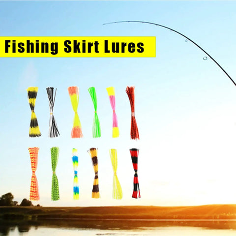 Top Shelf Flexible Silicone Lure Skirts Six Hundred Strand Bulk Pack For Jig Tying And Spinnerbait Assembly with colorful jigs on display.
