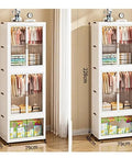 Portable Foldable Wardrobe Closet Organizer Sturdy Fabric Clothes Storage Cabinet multi-layer design with clear doors and adjustable height