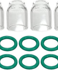 TIG Glass Cups Clear Quartz Nozzles Set for PTA Welding Torch Three Eighths Inch Orifice Nine Point Five Millimeters 53N60 14 Pieces