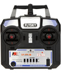 Rock Solid 2.4GHz AFHDS 2A 4CH RC Transmitter For Helicopters And Gliders With FS A6 Receiver, front view in black