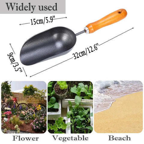 12.6-Inch Garden Hand Trowel With Wooden Handle And Rust-Resistant Steel Head for Transplanting Weeding Digging Planting