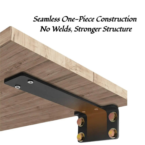 Heavy Duty Floating Shelf Brackets, Hidden Black L Brackets for Wood Walls, thick iron one-piece construction, underside view