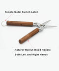 Razor Sharp Pruning Shears For Gardening With Carbon Steel Blade And Walnut Wood Handle featuring metal switch latch
