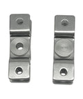Pair of stainless steel shock absorber hinge blocks with mounting holes for 360° rotation