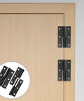 No Sweat Quick Swap Heavy Duty Black Lift Off Hinges 2 Pack Rustproof Stainless Steel Detachable Split Hinges For Cabinet Doors mounted on a wooden cabinet door.