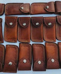 20 leather sheaths for Handmade Folding Knife Set With Wood Handles, Collectible Wholesale Lot Of 20 For Hunting, Camping, EDC, And Gift For Her