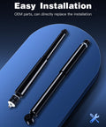 Rear Gas Shocks Absorbers For Toyota Yaris And Scion Xd Fits 2006 To 2011 Yaris And 2008 To 2010 Scion Xd Replacement Pair Shocks 343442 OEM Compatible Smooth Ride Durable Easy Install For A Great Handling displayed against blue background with installation text
