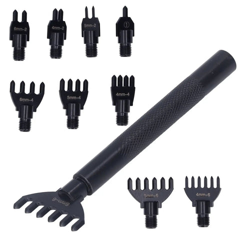 8 Piece Leather Stitch Punch Chisel Set With Interchangeable Claw Heads 4 5 6mm High Carbon Steel Precise Spacing tool