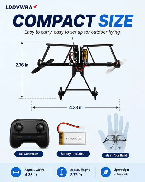 Remote Control Paper Airplane Kit With Motor Powered Flight Gyro Stabilizer Foldable Lightweight Glider with dimensions