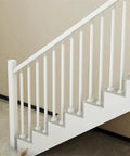Heavy Duty White Stair Railing Posts And Spindles, 25 Pack Of 47 Inch Stainless Steel Balusters With Adjustable Brackets on indoor stairs