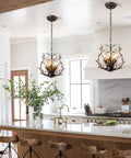 5 Light Branches Crystal Chandelier Vintage Style Ceiling Light Flush Mount for island dining room with bronze finish
