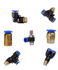 Dead Simple Slick Pneumatic Air Quick Connector Fitting For 4Mm 6Mm 8Mm Tubing And Universal 1/8 1/4 3/8 1/2 Inch Male Threads No Sweat Setup Tough As Nails Straight Hose Pipe Adapter, assorted connectors.