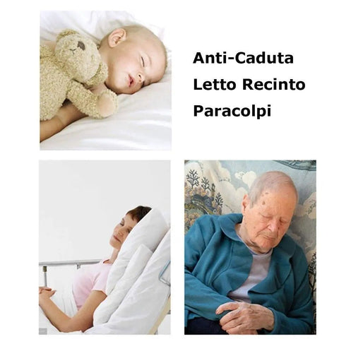 Retractable Bed Rail Guard For Elderly And Adults With Foldable Safety Side Rail shown by sleeping individuals in various settings.