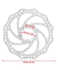 160mm Stainless Steel Mountain Bike Disc Brake Rotor Direct Fit Replacement, 6-Bolt Pattern for Threaded Hubs, with measurements