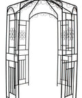 Steel Garden Arch For Climbing Plants, 8 Feet High By 5 Feet 2 Inches Wide, Outdoor Yard Arbor With Weather Resistant Black Epoxy Finish