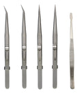 Five Piece Precision Tweezers Set Pro Grade Anti Static Stainless Steel ESD Safe Tweezers For Electronics Jewelry Making Medical Lab