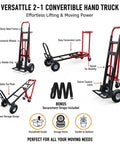 Heavy Duty Convertible Hand Truck Dolly Cart With Four Smooth Rolling Wheels And 1000 Pound Capacity showcasing ergonomic grip and foldable design.