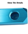 Close-up of 1/4 Inch Inline Pneumatic Manifold Block With Five Ports And Two Way Flow Aluminum Air Hose Splitter in sky blue