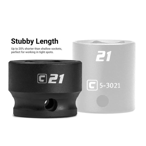 Stubby One Half Inch Drive Impact Socket Set For Metric Ten To Twenty Four Millimeter Fifteen Piece Twenty Percent Shorter