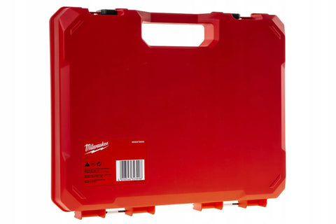 Closed bright red carrying case for 12 Piece Tri Lobe Screwdriver Set With Anti Roll Handles And Three Sided Collar For Solid Grip.