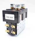 Heavy Duty DC Contactor Relay Provides Rock Solid Forward And Reverse Motor Switching For Electric Rides And Custom Rigs Made Tough Compatible With 12V 24V 36V 48V And 60V Systems close-up view showing terminals and metal casing.