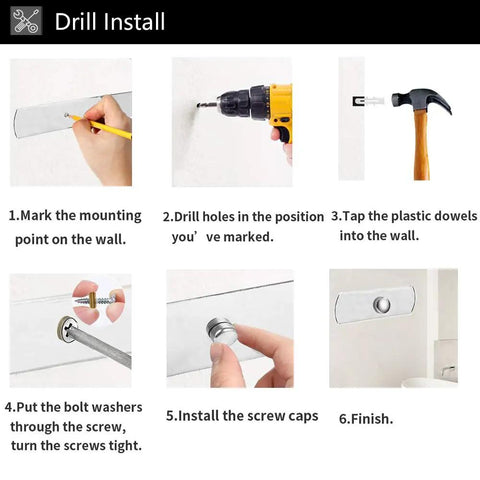 Installation steps for Adjustable 15 To 25 Inch Towel Rack With Shelf For Bathroom and Lavatory Double Towel Bar Rod