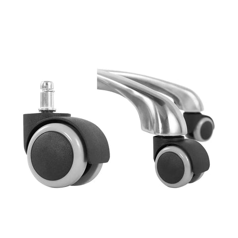 Heavy Duty Rolling Swivel Stool With Wheels, Height Adjustable From 21 To 29 Inches, close-up of durable wheel casters
