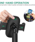 One-hand using Golf Cart Phone Holder Mount Universal Cup Holder No Spin Mount For 4.7 To 6.9 Inch Phones shown in use