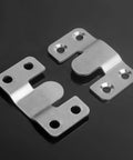 Close-up of Stainless Steel Flush Mount Wall Bracket Picture Hanger For Shelves Cabinets And TV Mounts Interlocking Buckle Clip