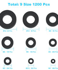 Premium Nylon Flat Washers Set With 1200 Pcs In 9 Sizes M2-M12 Black Fender Washers Assorted Kit For Screws And Bolts