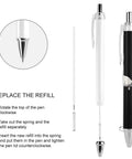 Two Pack Ball Point Pens With Smooth Ink For Effortless Writing Comfortable Grip Durable PC Body Stylish Prints refill replacement guide