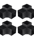 Beefy Heavy Duty 4 Piece 3 Way Corner Bracket Kit For 6x6 Posts Carbon Steel With Black Powder Coat in square arrangement