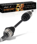 Front Left CV Axle Shaft Assembly For Toyota Corolla 2009 2018 Matrix 2003 2014 And Pontiac Vibe 2003 2010 1.8L FWD Driver Side Replacement 4342001070 next to packaging