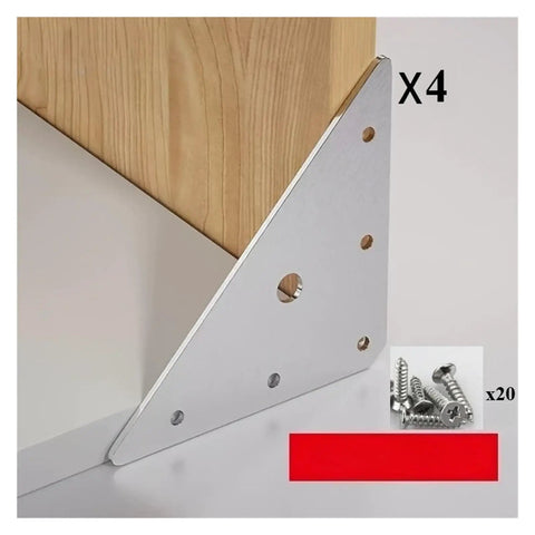Heavy Duty Stainless Steel Flat Angle Connector Set With Brackets And Screws Included All In One Indoor Assembly Kit
