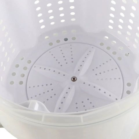 Interior view of the Hand Crank Washing Machine Delivers 1200 RPM Spin To Knock Moisture Fast Sturdy Stainless Tub.