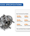 Rear Wheel Hub and Bearing Assembly for 2007-2017 Jeep Compass Patriot 4WD and 2007-2008 Dodge Caliber AWD 5-Lug specifications chart