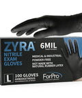Heavy Duty Black Nitrile Exam Gloves Built Tough With Rock Solid 6 Mil Resistance Powder Free And Latex Free Construction Non Sterile Providing Straight Up Food Safe Coverage For Clinics Jobsites And Labs Large 100 Pack in hands.