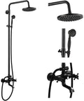 Oil Rubbed Bronze Wall Mounted Shower System With 8 Inch Rain Shower Head Tub Spout And Handheld Sprayer Three Function Diverter