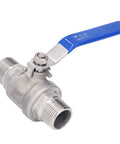 Badass 3/4 Inch 304 Stainless Steel Ball Valve With Npt Male Threads Top Shelf Rust Proof Design For Water And Oil Lines, close-up view