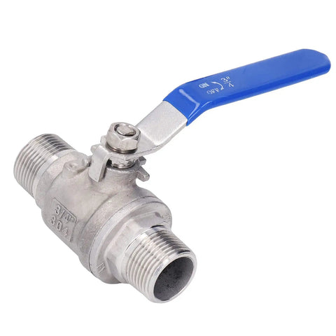 Badass 3/4 Inch 304 Stainless Steel Ball Valve With Npt Male Threads Top Shelf Rust Proof Design For Water And Oil Lines, close-up view