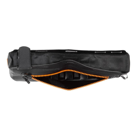 4L Bike Frame Bag With Large Opening And Repositionable Top Tube Strap, 2021 Model, German Made, unisex cycling pack with open zipper