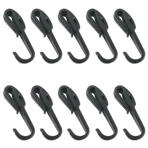 Ten Pack Elastic Cord Hooks Double Sided Plastic Rope Clips For Helmets Headlamps Work Lights Tents Ropes Suitcases Bicycles