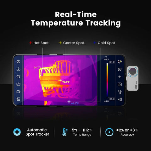 Android Smartphone Thermal Camera Plug And Play USB-C, 512x384 Thermal Sensor with real-time infrared imaging, hot and cold spots