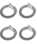 Four silver 1-inch trailer wheel spindle washers with tang tabs