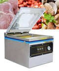 Pro Grade Digital Vacuum Sealing Machine For Easy Food Storage And Freshness, sealing meats and seafood with open chamber view.