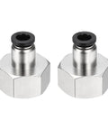 2 Pack Push To Connect Fittings 1/4 Inch Tube To 1/2 NPT Female Nickel Plated Brass Straight Pneumatic Quick Connect Adapters