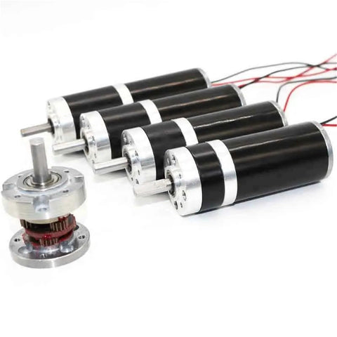 Compact Planetary Gear Motor 12V 24V DC With 32MM Speed Reducer showing multiple units with prominent mounting shafts.