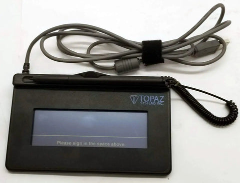 No Fuss Digital Signature Pad For Quick Secure E Signing, compact design, with pen and cable for easy document approval.
