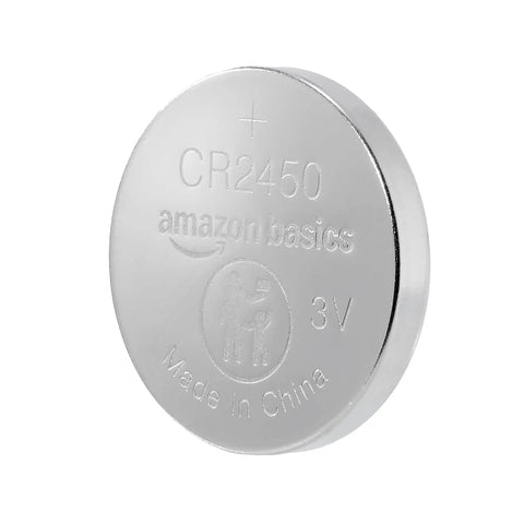 Single CR2450 lithium coin cell, 3V, from Top Tier CR2450 Lithium Coin Cell Battery Pack Contains Six 3 Volt Cells.